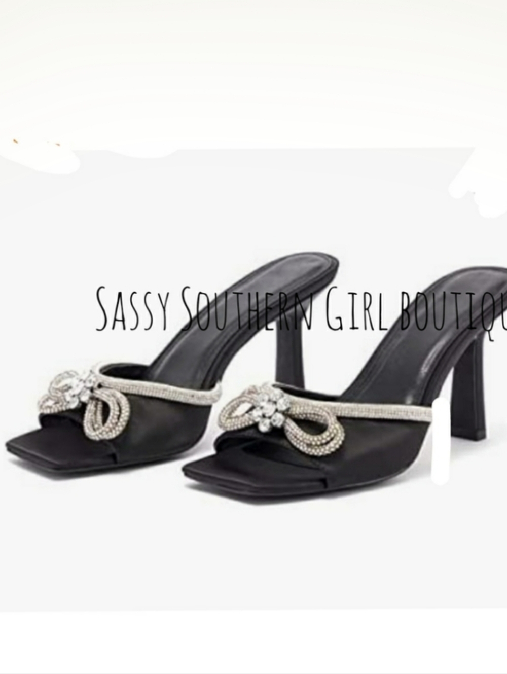🆕⭐ Black rhinestone crystal heels